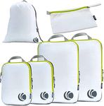 Cipway Ultralight Compression Packing Cubes 6 Set Expandable Travel Organizers for Suitcase, Carry-On Luggage & Backpack Travel Compressible Bags (White)
