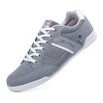 Mens Trainers Casual Shoes Fashion Leather Canvas Sneakers Lace Up Grey 9.5