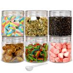 PEARLPET Tiffany Plastic Containers for Kitchen Storage | Plastic Container Set with Spoon | BPA-Free, Stackable Jars | Transparent, 500 ML (Set of 6)