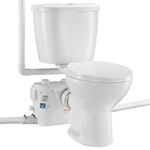 VEVOR Macerating Toilet System with Powerful 500W Macerator Pump, Rear Discharge and Upflush Toilet for Basement, Dual Flush Water Disposal, Macerating Toilet System Kit with 3-Inlet, Space Saving