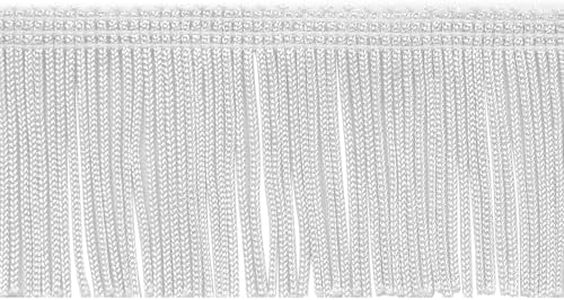 Trims By The Yard 2" Chainette Fringe Trim, Polyester-Made Decorative Fringe Trim, Versatile Fringes for Costumes, Uniforms, Home Decor, and Party Decorations, 5 Yards, White