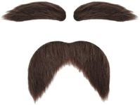 AXEN Fake Mustache and Eyebrows, Self Adhesive Fake Beard Mustaches Bushy Eyebrows, Funny Cosplay Costume Accessories, Brown