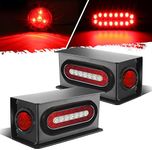 Partsam 2Pcs Steel Trailer Light Boxes Housing Kit, 6" Oval Led Trailer Tail Lights Red/Amber Parking Turn Signal Lights & 2" Red Led Round Side Marker Clearance Lights w/Grommets and wire Connectors