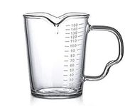 UNIQUE CART® 150ML (4 1/2 Ounces) Espresso Measuring Cups with Handle, Double Spouts Measuring Triple Pitcher Milk Cup, Espresso Shot Glass with Scale (150 ml)