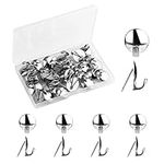 AIEX 20 Pcs Metal Push Pin Hooks, Decorative Picture Hanger Nails for Cubicle Wall Clock Photo Frame Keychain (Silver)