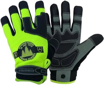 FORESTER Hi-Vis Rope Climbing Gloves | Anti-Slip Arborist Rope Gloves for Tree Climbing, Chainsaw Safety, Rescue Work | Cut Level 4 Protection - Large