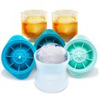 RIANZ Ice Ball Maker Mold, Jumbo 2.5 Inch Perfect Size Round Ice Cube Mold. Whiskey LCE Ball Mold, Scotch Ice Sphere and Non Alcoholic Drinks Silicone Ice Mould, Multicolor (Pack of 2)