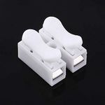 Generic 2 AMP Quick Push Type Lock Electric Wire Connectors for Cable Lock Push Connector Terminals (White/Steel) Pack of (50)