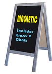 Tektrum Large Sturdy Vintage Rustic Magnetic Double-Side Sidewalk A-Frame Wood Sandwich Sign Board 20"x40", Free Standing, Easy Erase Writing Surface, for Shops Pubs Restaurants - Grey Wash Finish