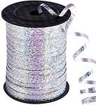 TONIFUL 500 Yards Silver Curling Ribbons, Shiny Glitter Laser Balloon Ribbon Balloon String Thin Ribbons for Party Decoration Gift Wrapping Hanging for Christmas New Year Birthday Wedding Shower