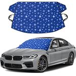 EcoNour Windshield Cover for Ice and Snow | Tough 600D Polyester Printed Fabric Windshield Frost Cover for Any Weather | Water, Heat & Sag-Proof Car Windshield Snow Cover | Standard (69" x 42")