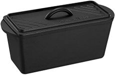 Navaris Bread Loaf Pan with Lid - Cast Iron Bread Baking Pan for Bulge Top or Flat Top Breads Meat Veg Meatloaf - Baking Tin 34 cm x 13 cm x 13 cm - Black