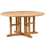 BrackenStyle Madison Grade A Teak Wooden Round Dining Table - 1.5m Luxury Wood Garden Table