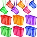 30 Pieces Shot Glass on Beaded Necklace Shot Glass Necklaces Plastic Shot Cup Necklace for Team Groom and Bride Supplies Bachelorette Party Birthday Wedding Party Festival Parade (6 Colors)