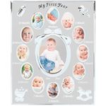 Tiny Ideas Baby's First Year Keepsake Picture Photo Frame, Silver