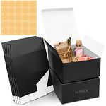 Belle Vous Black Kraft Gift Boxes (10 Pack) - Small Cardboard Boxes for Gifts/Wedding Favours - Empty Party Favour Boxes with Lids - 20x20x10cm/8x8x4 Inches