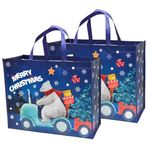 DOJoykey Jumbo Size Christmas Tote Bags - 20 x 16 x 7 inch Reusable Christmas Treat Bags with Handle Non-woven Fabric Xmas Gift Bags for Christmas Shopping Gift Wrapping Party Decoration