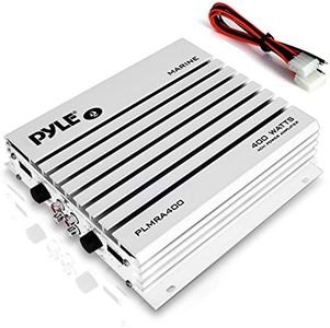 Pyle Hydra Marine Amplifier - Upgraded Elite Series 400 Watt 4 Channel Audio Amplifier - Waterproof, 12 volt, Dual MOSFET Power Supply, GAIN Level Controls, RCA Stereo Input & LED Indicator (PLMRA400)