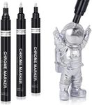 Silver Chrome Paint Marker Pens: Art Liquid Mirror Chrome Paint Pen for Model Painting Metal Plastic Glass Touch Up Repair Kit Car Tire DIY Supplies, Waterproof Reflective Gloss Metallic Markers