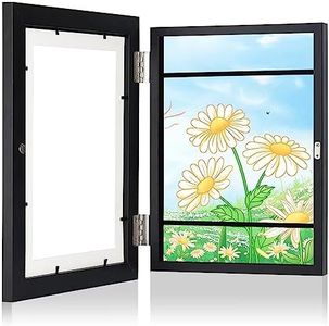 Kids Art Frame Childrens Storage Frame with Changeable Front Opening,29.7cmx42cm(A3 paper size) Picture Display Frames Hold 50Pcs picture for Children Art Projects Display (Black)