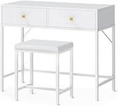 SUPERJARE 35.4" White Desk with 2 D