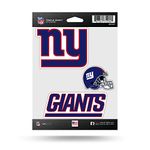 Rico Industries NFL Die Cut 3-Piece Triple Spirit Sticker Sheet, New York Giants, 5 x 7-inches