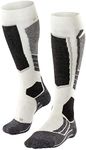 FALKE Women's SK2 Intermediate Ski Socks, Knee High, Medium Cushion, Warming, Breathable Quick Dry, Merino Wool, White (Off-White 2040), 8-9, 1 Pair