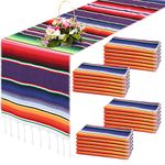 24 Pcs Mexican Serape Table Runner Handwoven Fringe Cotton Serape Blanket Table Runners, Colorful Mexican Stripe Table Runner for Mexican Party Decorations Fiesta Party, 14 x 84 Inches (Purple)