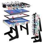 HLC 4 In 1 Multi Combination Sport Game Table Set for Kids Table Tennis Table, Pool Table, Table Football, Slide Hockey (4ft, 1.2m)