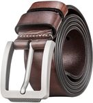 Tolumo Mens Belt Thick Full Grain Leather Belts 1.5" Wide Great for Casual Jeans Dress Work, Adjustable Classic Belt Trim to Fit 658 Dark Brown 115cm