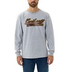 Carhartt Men's Relaxed Fit Heavyweight Long-Sleeve Script Graphic T-Shirt Work Utility, Heather Grey, L