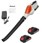 Cordless Leaf Blower, 24v Battery Leaf Blower, 2 Batteries & Charger, Electric Leaf Blower for Lawn Care, Battery Powered Leaf Blower Lightweight for Leaf/Snow/Dust Blowing (White)