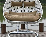 Flying Arrow Cotton Dual Seater Swing Cushion, Brown Cushion