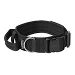 OneTigris Tactical Dog Collars with Handle,Military Dog Collar for Large Dog,Adjustable Nylon Collar German Shepherd Collar with Heavy Duty Metal Buckle for Dog Training and Walking(XL, Black)