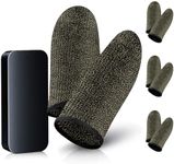 6 Pieces Mobile Gaming Finger Sleeves - Bluradio Finger Sleeves Perfect Touchscreen Glide – 0.15mm Ultra-Thin Silver Fiber Breathable Sweatproof Anti-Slip