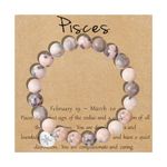 Zodiac Bracelets for Women Libra Healing Crystal Bracelets Scorpio Heart Charm Beaded Bracelets 12 Constellation Bracelet for Girls Halloween Christmas Jewelry Gifts for Girlfriend（Pisces）