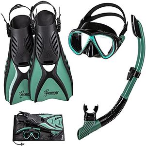 Seavenger Hanalei Anti-Fog 4-Piece Snorkeling Set (Seafoam Green, Medium)
