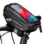 Bike Handlebar Bag, Waterproof Bicycle Frame Top Tube Pouch Pannier Cycling Handlebar Bags Bike Cell Phone Mount Cycle Holder with Touch Screen for iPhone 15 14 13 12 11 Pro Max Smartphone up to 6.7''