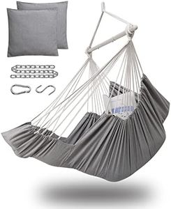 Miztli Hammock Chair Hanging Chair Swing for Bedroom with Foot Rest, Max 500 Lbs, Steel Spreader Bar with Anti-Slip Rings-2 Cushions Included-Indoor and Outdoor