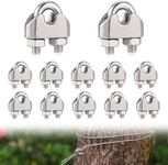 JIZZU 12Pcs M3 Cable Clamps Heavy Duty, 304 Stainless Steel U Bolts Wire Rope Clamps, Support a Load of 300 Tons, Metal Cable Crips for Garden Fences Cable Rope