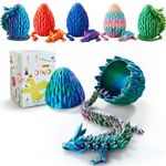 Dragon Egg,15in Crystal Dragon,Surprise Egg,Articulated Dragon,3D Printed Gift Toy,Fidget Toys for Autism/ADHD, Executive Desk Toys,Home Office Decor (3 Color Dazzle)