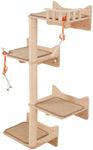 MIUZMORE Wall Mounted Cat Tree - 7 PCS Cat Wall Shelves & Perches with Tall Sisal Scratching Posts, Wall Mount Cat Climbing Tree & Space-Saving Furniture for Indoor Cats to Climb, Scratch & Lounge