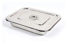 AANIJ(TM) Stainless Steel Instrument Tray With Lid 9" X 6" (Set of 1 Pcs)