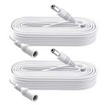 2-Pack 3m DC Power Extension Cable, Plug 5.5mm x 2.1mm, Male to Female, DC 5V 6V 9V 12V 24V for Security Cameras,DVR,Router,Printer,LED Strip, White