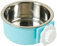 THAIN Crate Dog Bowl Removable Stainless Steel Hanging Pet Cage Bowl Water Food Feeder Coop Cup for Cat, Puppy, Birds, Rats, Guinea Pigs (Small, Blue)