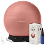 Retrospec Luna Exercise Ball, Base & Pump/Ball & Pump with Anti-Burst Material - Fitness Gym Swiss Ball - Perfect for Balance, Stability, Yoga, Pilates, Pregnancy & Birthing - 65cm - Rose