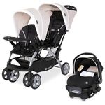 Baby Trend Sit N Stand Compact Easy Fold Toddler Baby Infant Double Stroller with Baby Trend Ally 35 Baby Infant Car Seat Carrier with Cozy Cover