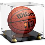 Leffis Basketball Display Case, Acrylic Basketball Case Display Case with Double Layer Base, UV Protected Display Cases for Autographed Basketballs Standard NBA WNBA Ball Memorabilia Keepsake