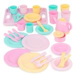 Battat – Dish Set – Plates, Cups, and Tea Party Toys – Play Kitchen for Toddlers – Pretend Play – Ages 3 Years Old & Up – Dishes Wishes Dinnerware