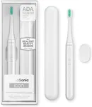 Aquasonic Icon ADA-Accepted Rechargeable Toothbrush | Magnetic Holder & Slim Travel Case | 2 Brushing Modes & Smart Timers | Gentle Micro-Vibrations (Pearl)